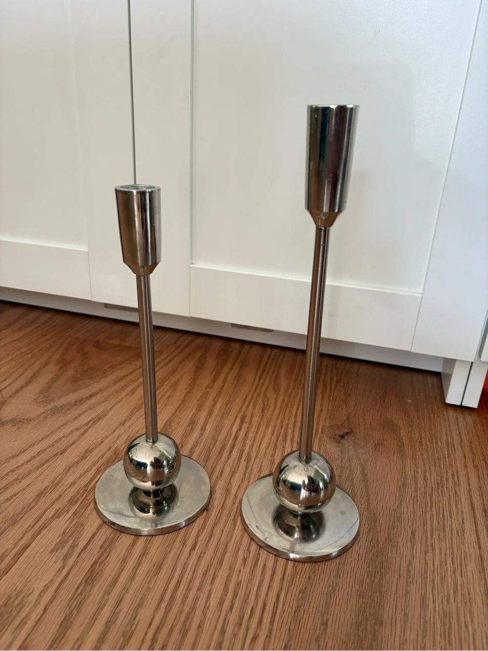 Silver taper candle holders